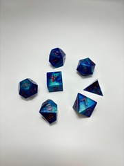 Blue and Green Dual Dice set of 7 Dice